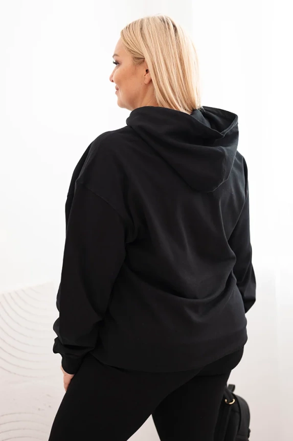 35979_2 Moteriška pėtelė batus Plus Size medvilninė su gobtuvu ir kengūros kišene - Image 3