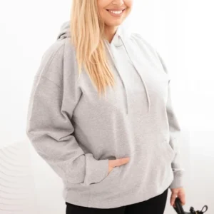 Moteriška pėtelinė Plus Size medvilninė striukė su gobtuvu ir kengūros kišene