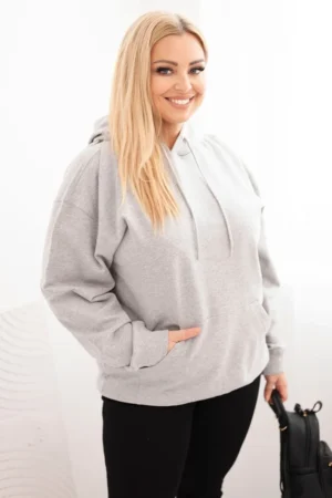 Moteriška pėtelinė Plus Size medvilninė striukė su gobtuvu ir kengūros kišene