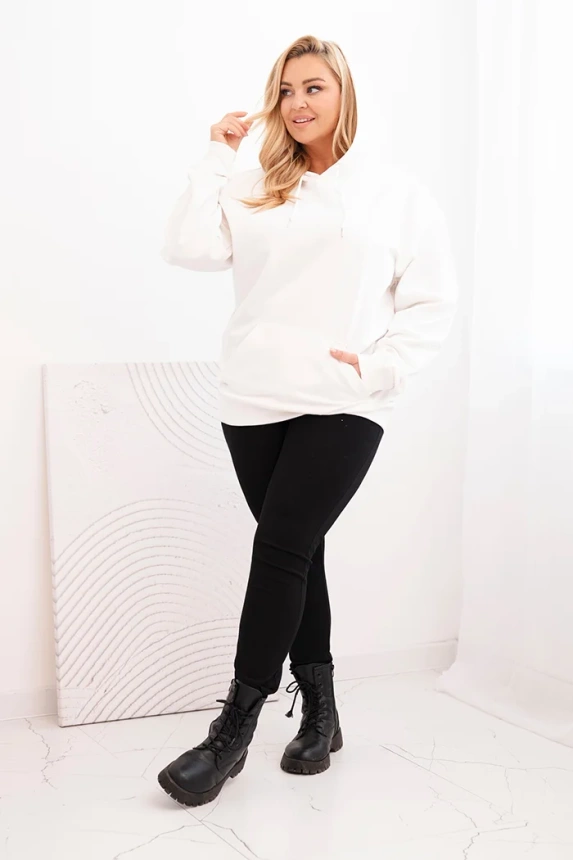 35982_1 Moteriška pėtelinė džemperis Plus Size medvilninė su gobtuvu ir kengūros kišene - Image 2