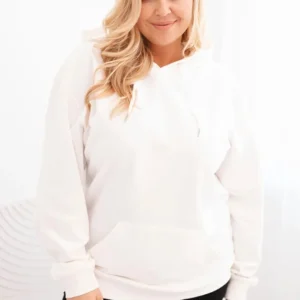 Moteriška pėtelinė džemperis Plus Size medvilninė su gobtuvu ir kengūros kišene