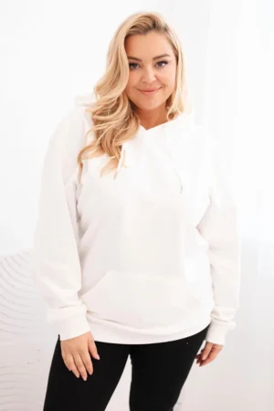 Moteriška pėtelinė džemperis Plus Size medvilninė su gobtuvu ir kengūros kišene