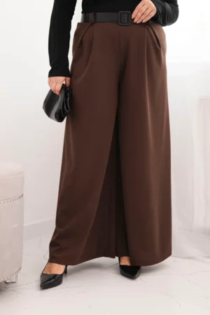 Moteriškos Plus Size kelnės su plačiais kojų raštais ir diržu