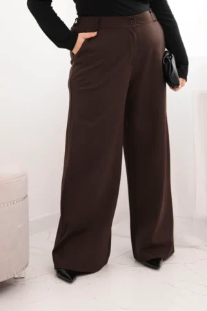 Moteriškos Plus Size kelnės su plačiais šonais ir elastingu juosmeniu