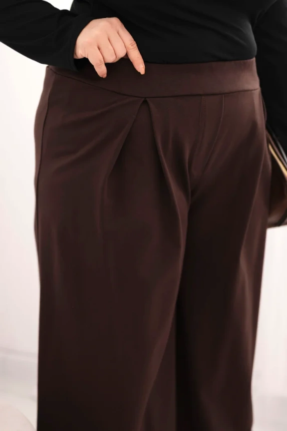 36008_4 Dydžiosios moteriškos kelnės su plačiomis kojomis ir klostėmis - Image 4