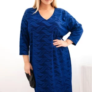 Moteriška suknelė iš žoržeto Plus Size su V formos iškirpte chabrova