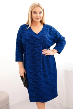 Moteriška suknelė iš žoržeto Plus Size su V formos iškirpte chabrova