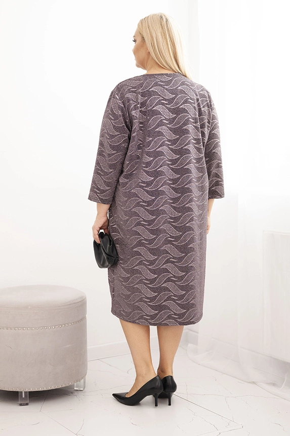 36021_2 Dydžiuji suknelė iš žoržeto Plus Size su V formos iškirpte fango - Image 3