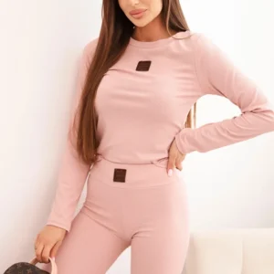 Moteriškas iš medvilnės su ilgomis rankovėmis ir legginsais