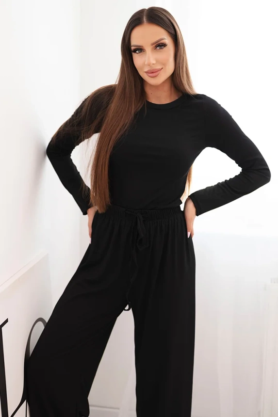 36134_3 Moteriškas iš viskozės su palaidine ir plačiomis kelnėmis