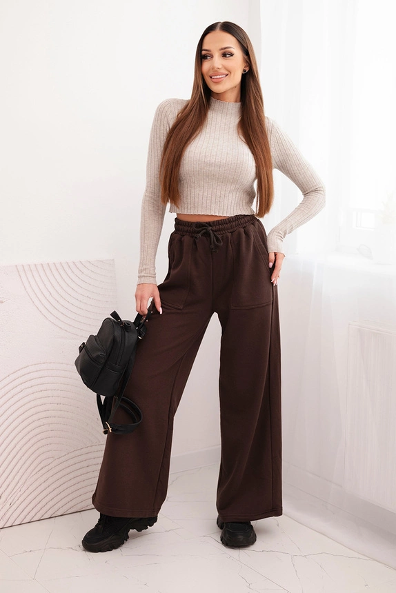 36287_1 Moteriškos medvilninės cargo kelnės su kišenėmis ir grandinėle bežinės - Image 2