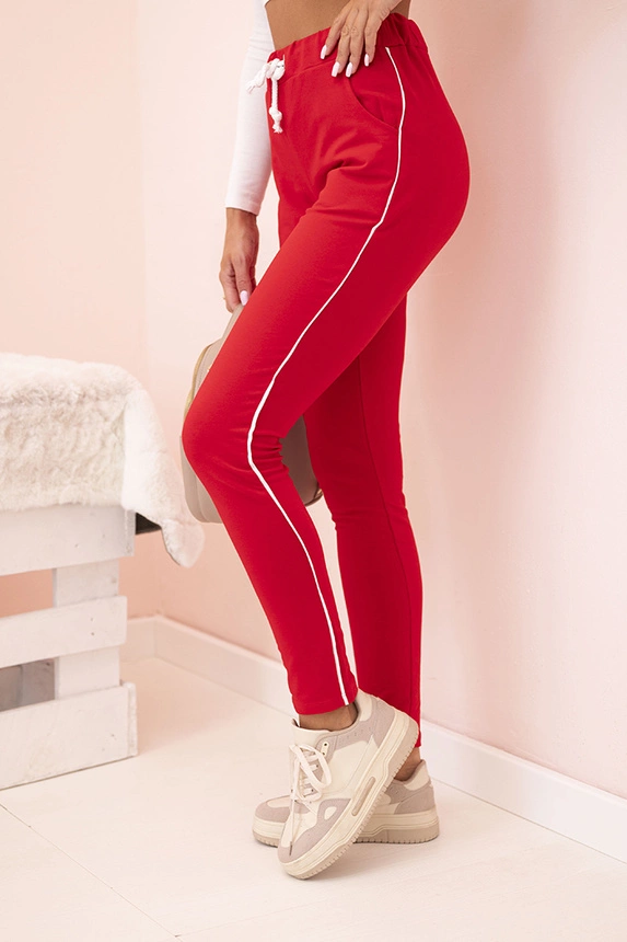 36293_3 Moteriškos medvilninės cargo kelnės su kišenėmis ir grandinėle bežinės