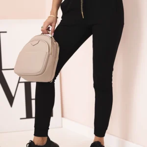 Moteriškos medvilninės cargo kelnės su kišenėmis ir grandinėle bežinės