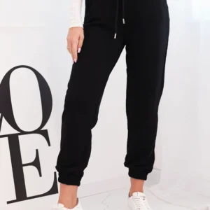 Moteriškos medvilninės kelnės su guma juosmens