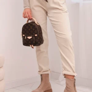 Moteriškos vizoninės kelnės su šalikiniu diržu beige