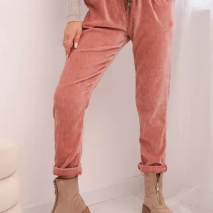 Moteriškos viskozės kelnės su šalikine juosta tamsiai