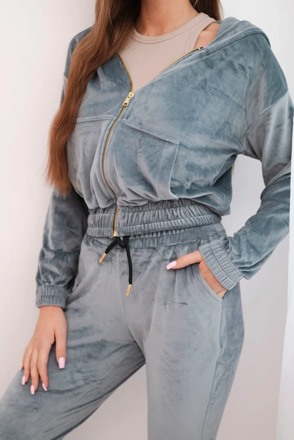 36425_2 Moteriškas 3 dalių medvilninis su džemperiu, topu ir sportinėmis kelnėmis neonas - Image 2