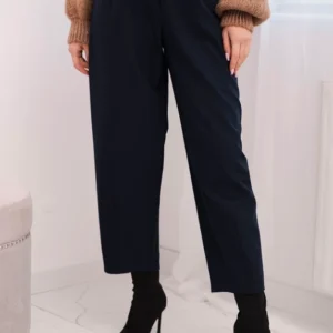 Moteriškos kelnės su aukštu liemeniu ir raukiniais