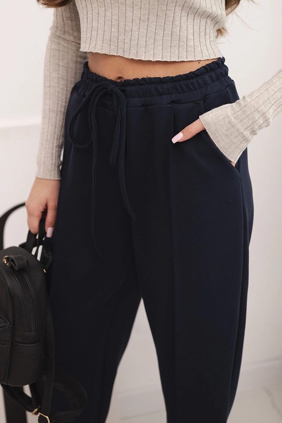 36521_4 Elegantiškos moteriškos kelnes su aukštu liemeniu ir raišteliu juosmens srityje - Image 4