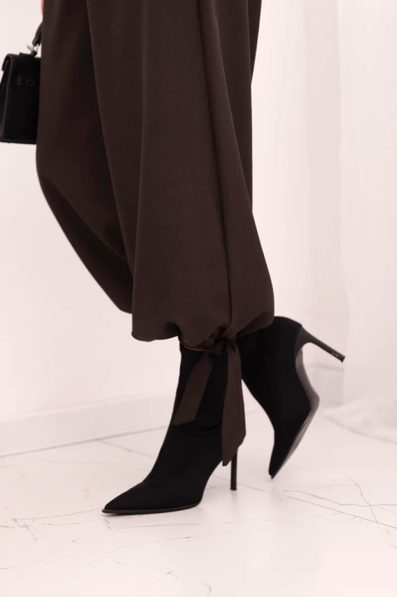 36582_4 Moteriškos kelnės su plačiais džinsais ir kaklaraiščiu apačioje - Image 4