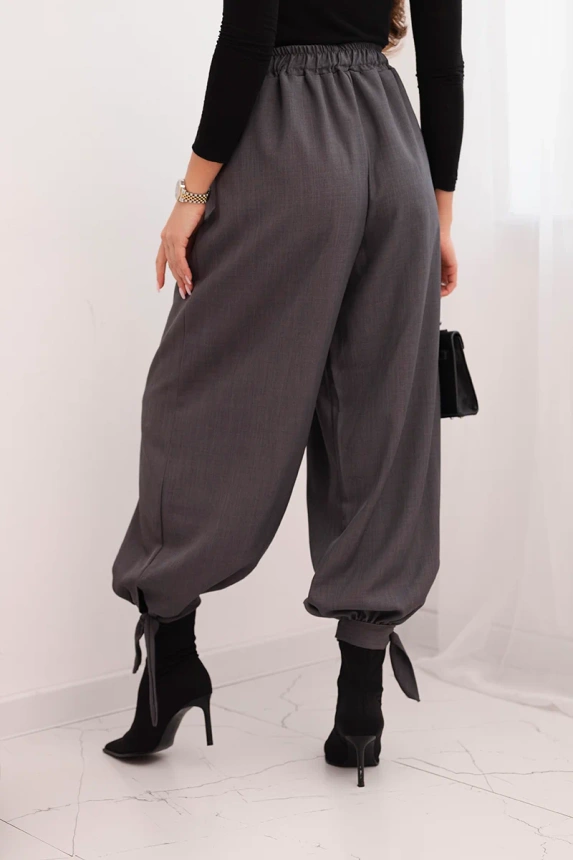 36586_2 Moteriškos kelnes su plačiomis kojomis ir raišteliu apačioje - Image 3