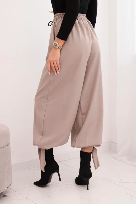 36588_3 Moteriškos kelnės su plačiomis klešnėmis ir raišteliu apačioje fango - Image 3