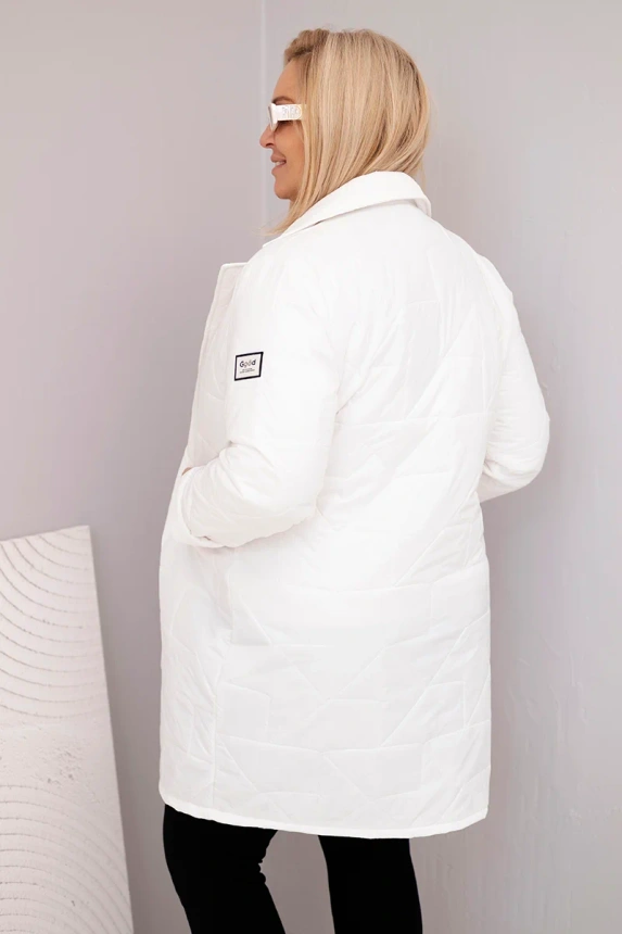 36693_2 Moteriška Plus Size pūkuota striukė su dekoratyviniais mygtukais ir apykakle - Image 3