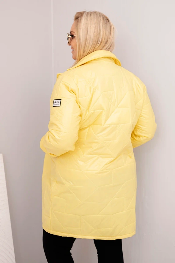 36694_2 Moteriška Plus Size pūkinė striukė su dekoratyviniais mygtukais ir apykakle - Image 3