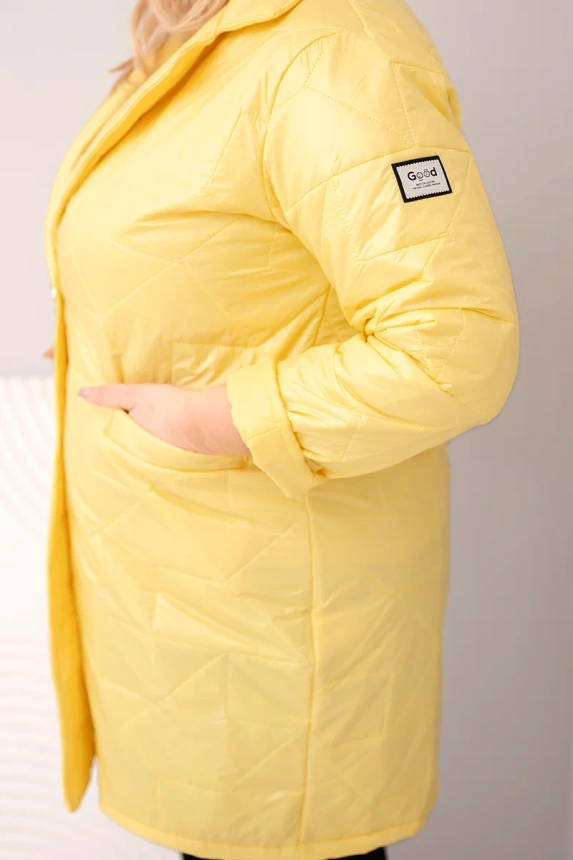 36694_4 Moteriška Plus Size pūkinė striukė su dekoratyviniais mygtukais ir apykakle - Image 4