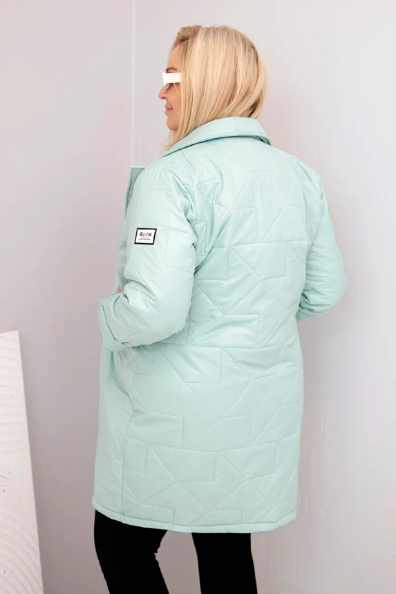 36703_2 Damska Plus Size pikowana striukė su dekoratyviniais mygtukais ir apykakle šviesiai - Image 3