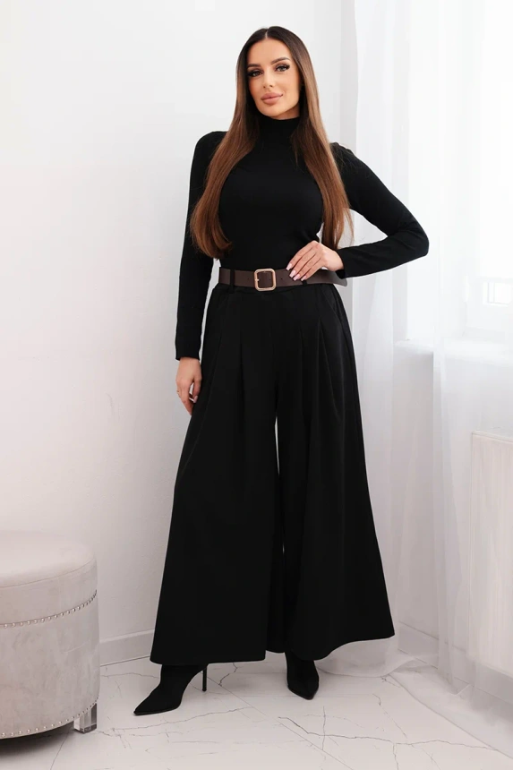 36718_1 Moteriški kelnės su plačiomis kojomis ir dirželiu - Image 2