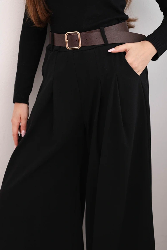 36718_3 Moteriški kelnės su plačiomis kojomis ir dirželiu - Image 3