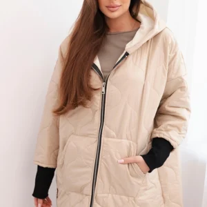 Moteriška žieminė striukė Plus Size su gobtuvu bežinė