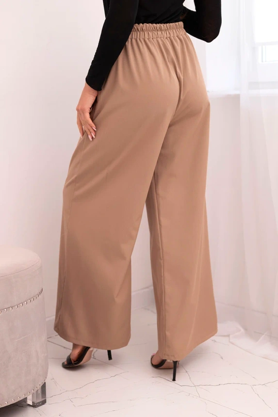 36745_2 Moteriškos elegantiškos kelnės su plačiais džinsais ir dekoratyvine gėle fango - Image 3