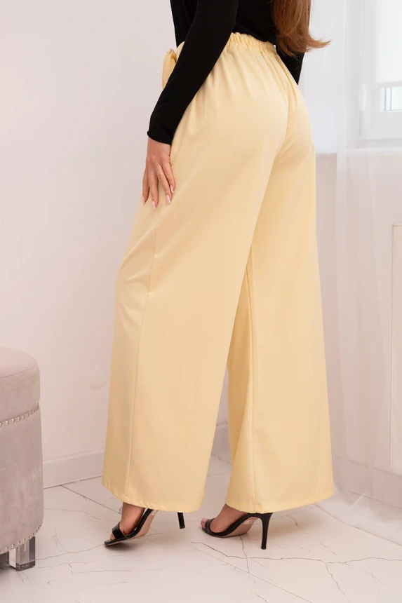 36746_2 Moteriškos elegantiškos kelnės su plačia kojomis ir dekoratyvine gėle - Image 3