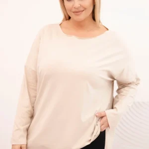 Moteriška Plus Size asimetrinė palaidinė su ilgomis rankovėmis bežinė