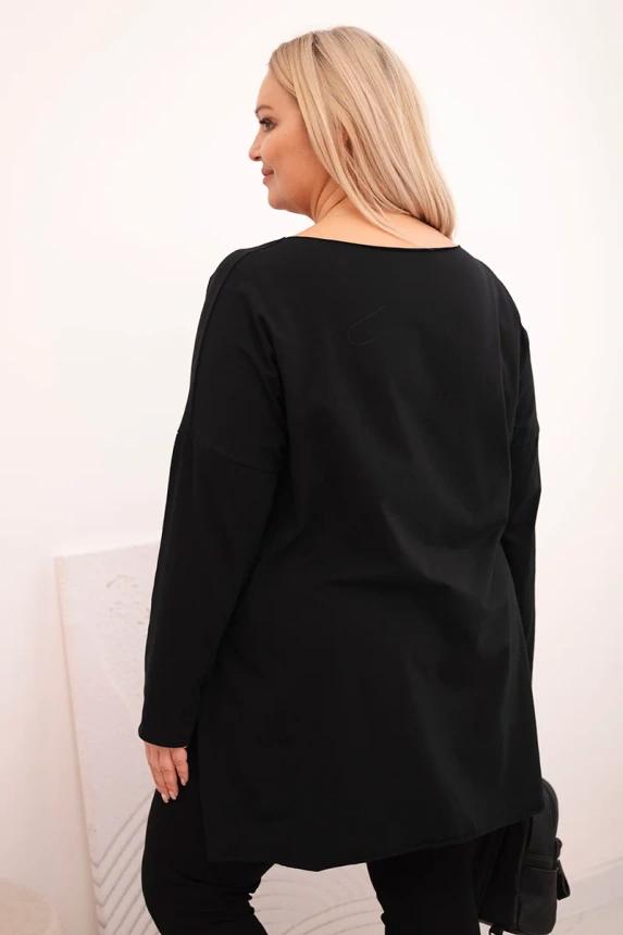 36750_2 Moteriška Plus Size asimetriška palaidinė su ilgomis rankovėmis - Image 3