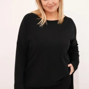 Moteriška Plus Size asimetriška palaidinė su ilgomis rankovėmis