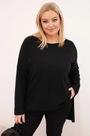 Moteriška Plus Size asimetriška palaidinė su ilgomis rankovėmis
