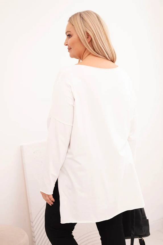 36753_2 Moteriška Plus Size asimetrinė palaidinė su ilgomis rankovėmis - Image 3