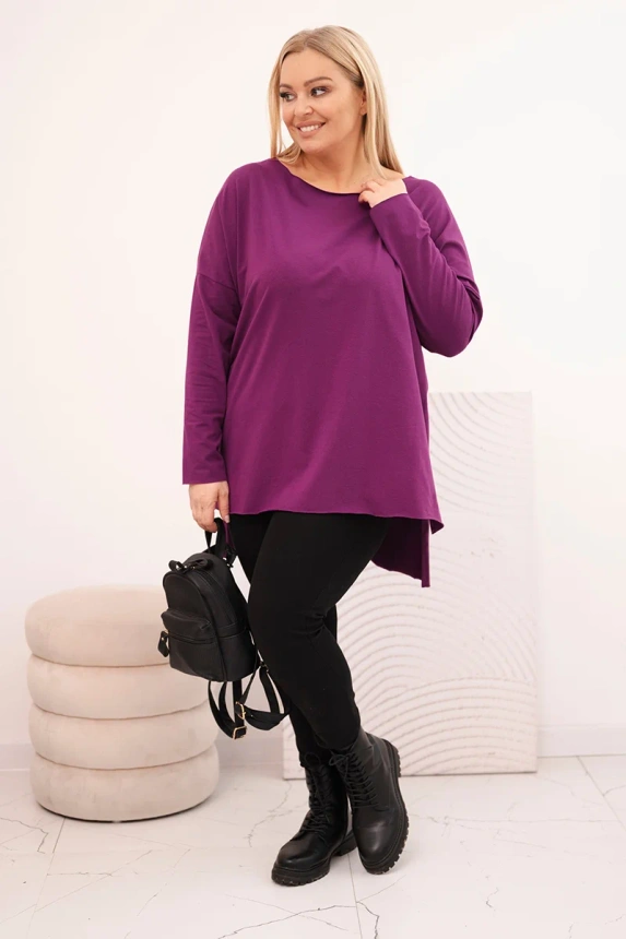 36755_1 Moteriška bluzonė Plus Size asimetrinė su ilgomis rankovėmis tamsiai - Image 2