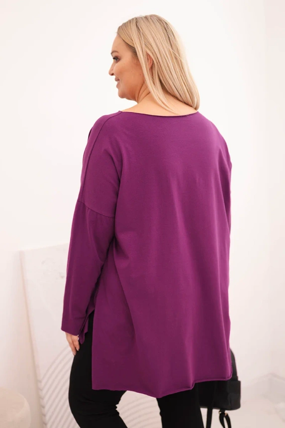 36755_2 Moteriška bluzonė Plus Size asimetrinė su ilgomis rankovėmis tamsiai - Image 3