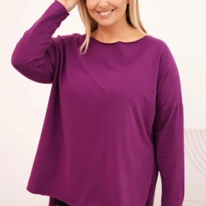 Moteriška bluzonė Plus Size asimetrinė su ilgomis rankovėmis tamsiai