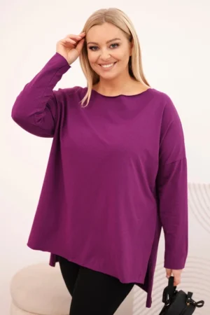 Moteriška bluzonė Plus Size asimetrinė su ilgomis rankovėmis tamsiai