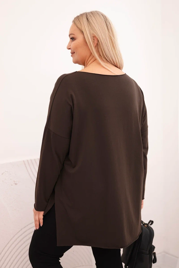 36759_2 Moteriška asimetrinė medvilninė bluzonė Plus Size su ilgomis rankovėmis - Image 3