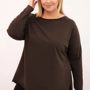 Moteriška asimetrinė medvilninė bluzonė Plus Size su ilgomis rankovėmis