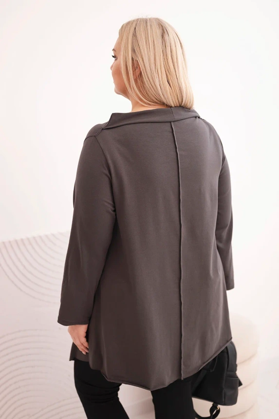 36786_2 Moteriška medvilninė bluzonė Plus Size asimetrinė su sukamu rankoviu - Image 3