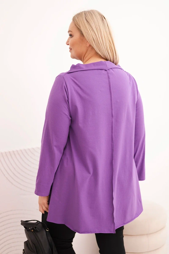 36788_2 Moteriška medvilninė bluzonė Plus Size asimetriška su sukamu rankovėmis - Image 3