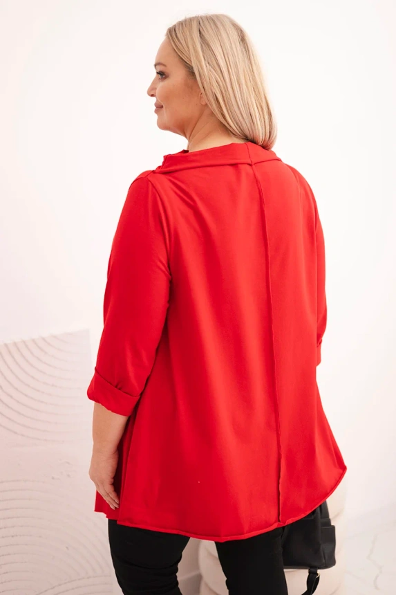 36791_2 Moteriška medvilninė bluzonė Plus Size asimetrinė su sukamu rankovu - Image 3