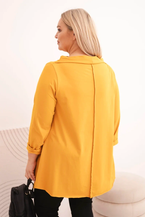 36792_2 Moteriška medvilninė bluzonė Plus Size asimetrinė su sukama rankove - Image 3